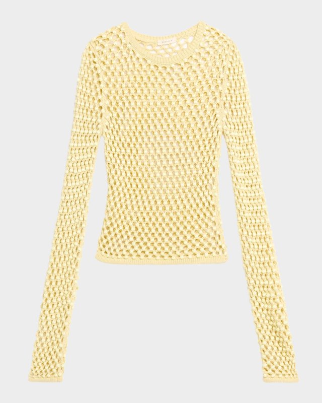 Enid Crystal Mesh Long-Sleeve Top